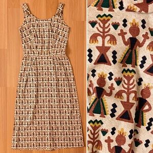Adorable vintage 60s mod people patterned wiggle dress